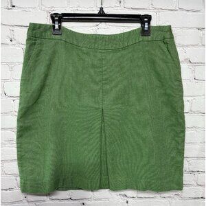 Boden Linen Blend Skirt Kelly Green Lined Front Pockets Sz 12